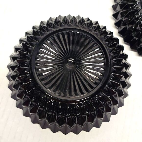 Indiana Glass Tiara Diamond Cut Black Ashtray Trinket Dish Depression Glass - Picture 7 of 8